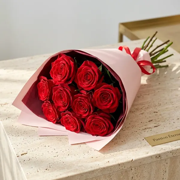 Bouquet Passion Éternelle - 09 Roses Rouges | Livraison 2h